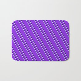 [ Thumbnail: Purple, Indigo & Powder Blue Colored Lines/Stripes Pattern Bath Mat ]