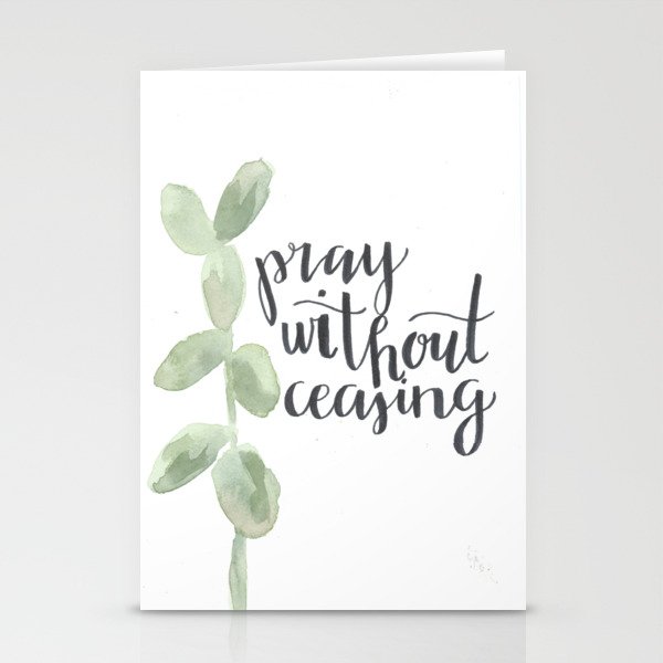 pray without ceasing // watercolor bible verse leaf Stationery Cards