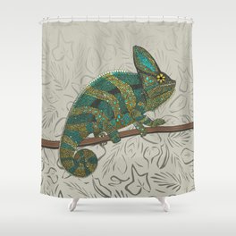 veiled chameleon stone Shower Curtain