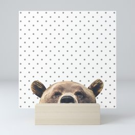 Bear - Gray Dots Mini Art Print