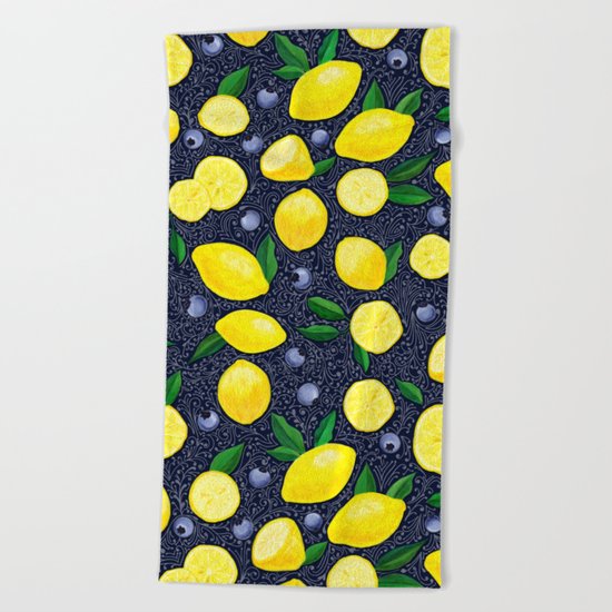 Lemon Blueberry Tart Beach Towel