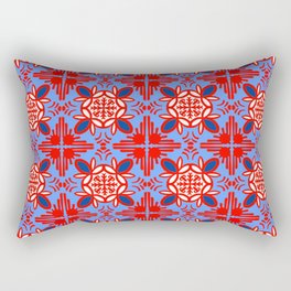 Cheerful Retro Modern Kitchen Tile Pattern Navy and Red Rectangular Pillow