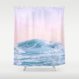 Pink Sunset | Blue Wave | Paradise | Landscape Photography | Pink Sky | Blue Water Shower Curtain