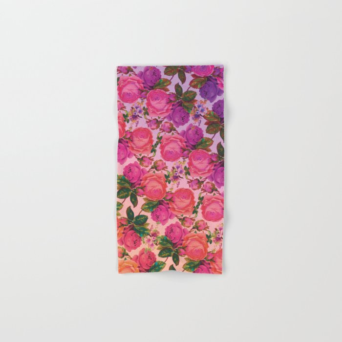 Sun Bleached Rose Print Hand & Bath Towel by writtenbyrabbitsdesign