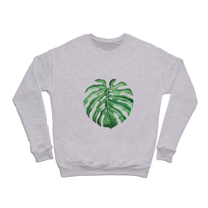 watercolor illustration of a monstera leaf Crewneck Sweatshirt
