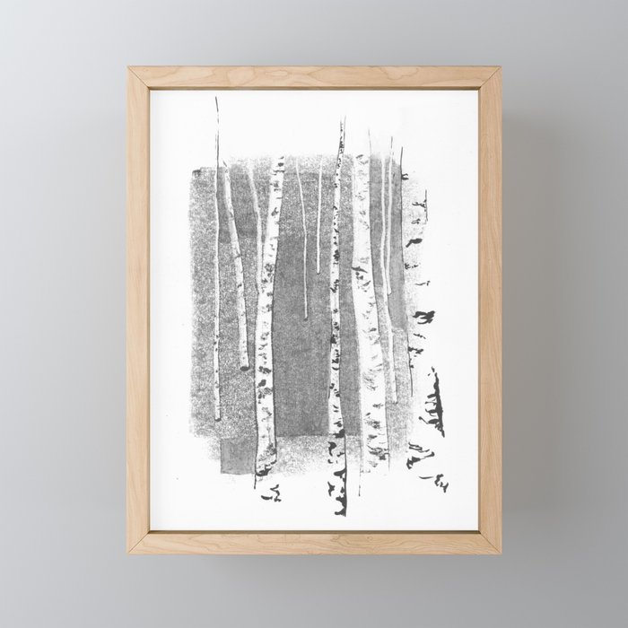 Birch tree bark Framed Mini Art Print