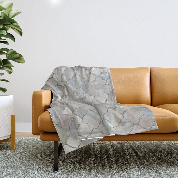 Quatrefoil Moroccan Pattern Mother of Pearl Throw Blanket
