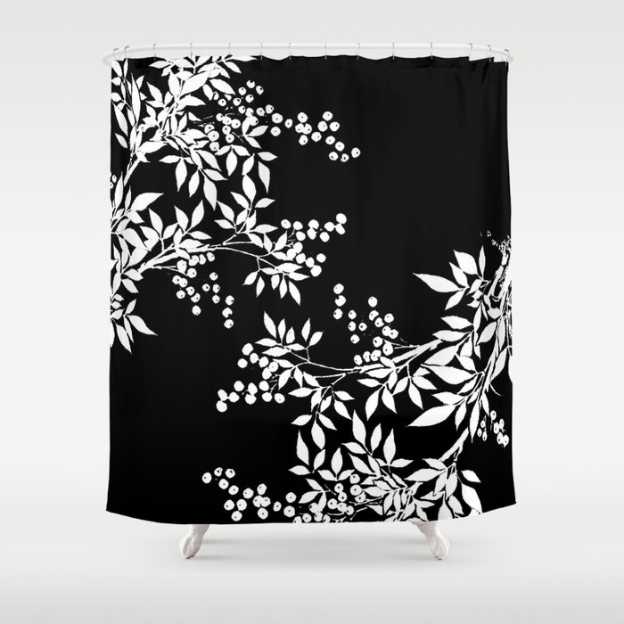 White And Black Toile Victorian Leaf, Toile Shower Curtains Black White