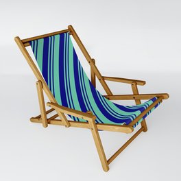 [ Thumbnail: Aquamarine and Blue Colored Lined Pattern Sling Chair ]