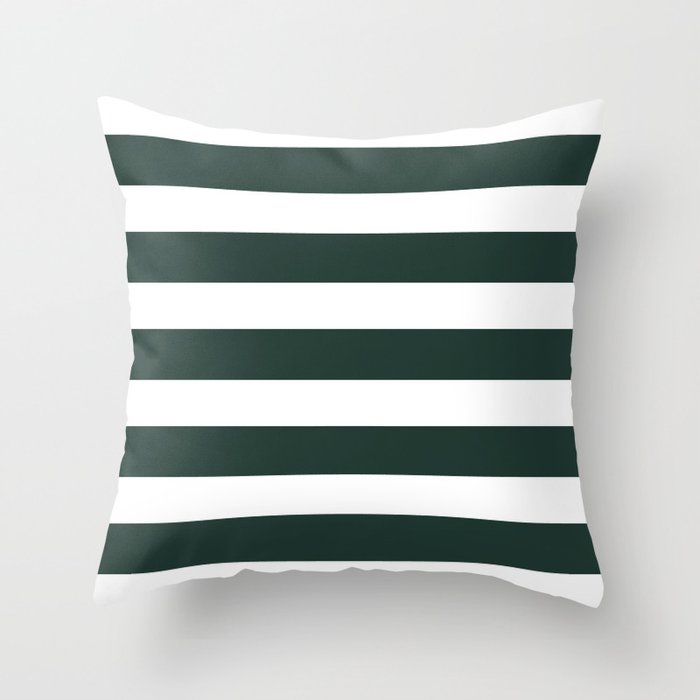Dark Green & White Stripes Throw Pillow