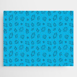 Turquoise and Black Gems Pattern Jigsaw Puzzle