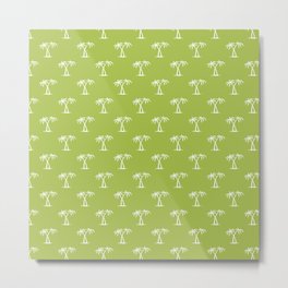 Light Green And White Palm Trees Pattern Metal Print