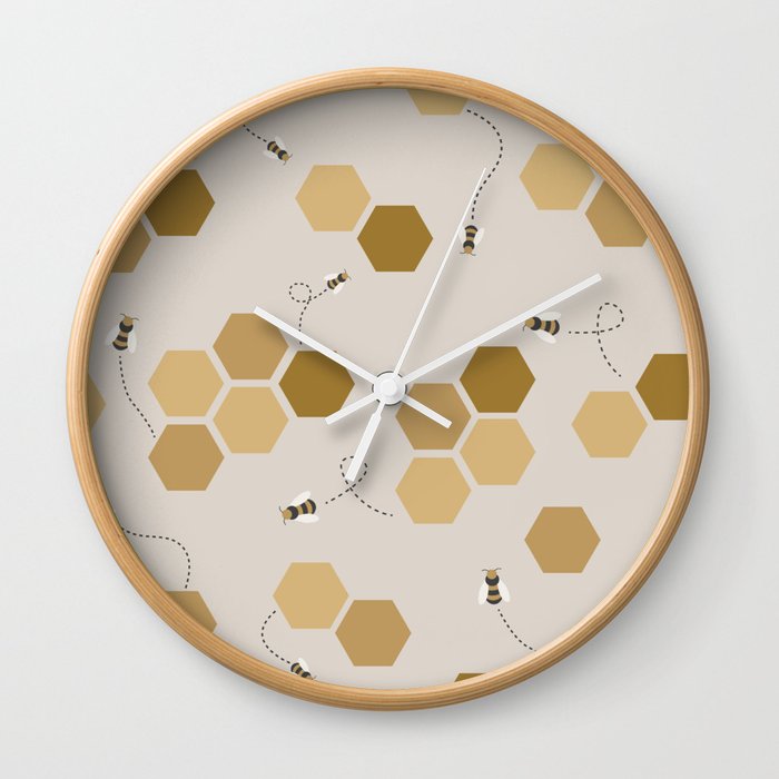 Yellow Bumblees & Honeycomb Wall Clock