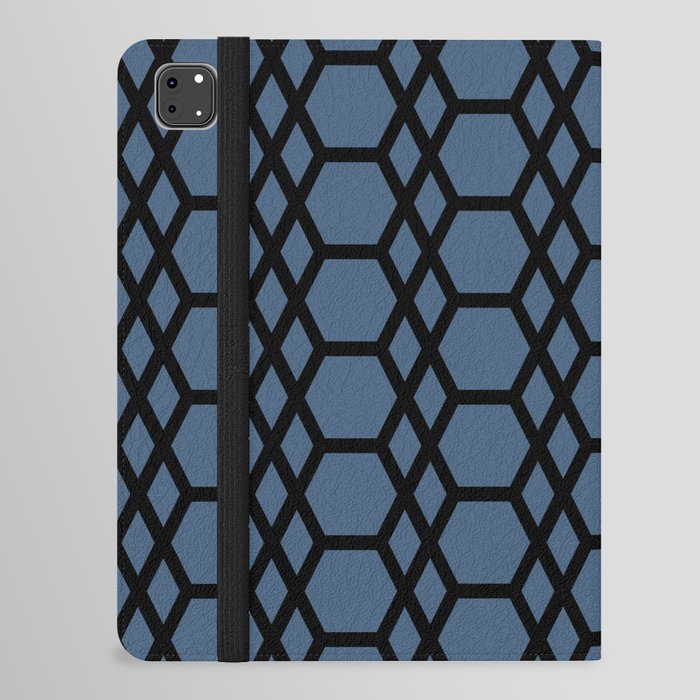 Black and Blue Tessellation Line Pattern 13 Pairs Diamond Vogel 2022 Popular Colour Happy Tune 0648 iPad Folio Case