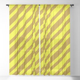 [ Thumbnail: Yellow and Dark Goldenrod Colored Pattern of Stripes Sheer Curtain ]