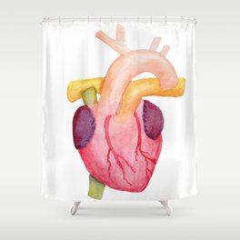 Watercolor Anatomical Heart Shower Curtain
