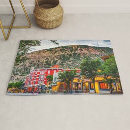 Durango Colorado City Skyline And Mountain Landscape Rug