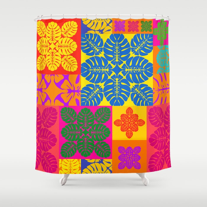 Monstera Quilt Pattern 8 Shower Curtain