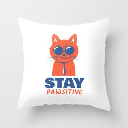 Stay Pawsitive Cat Throw Pillow