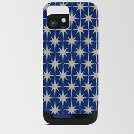 Mid-Century Modern Starburst Pattern in Stone and Blue iPhone Card Case
