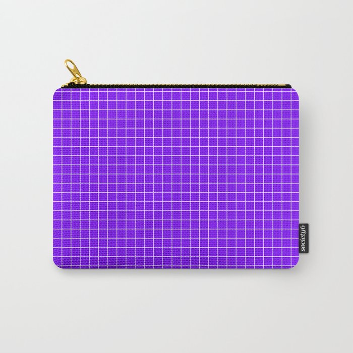 Purple Grid White Line Carry-All Pouch