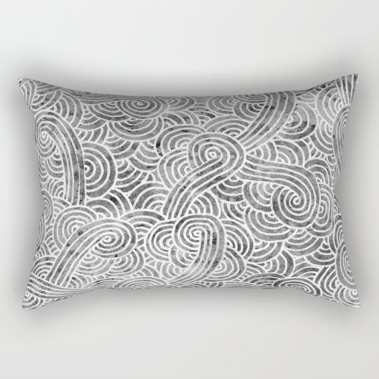 Grey and white swirls doodles Rectangular Pillow