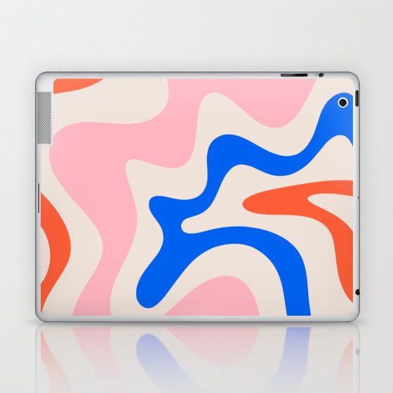 Retro Liquid Swirl Abstract Pattern Square Pink, Orange, and Royal Blue Laptop & iPad Skin