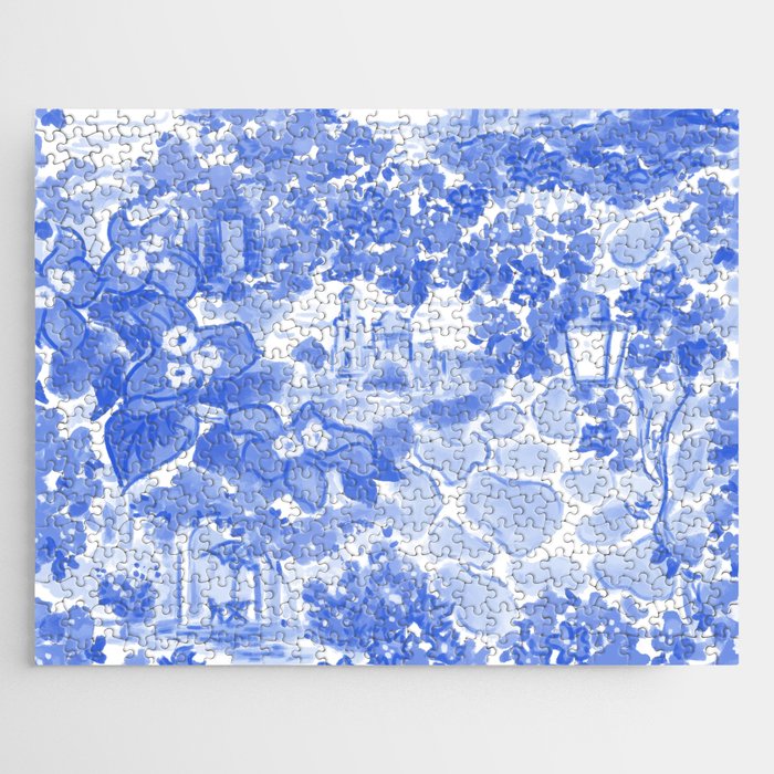 Bougainvillea Italy Blue White Jigsaw Puzzle