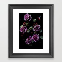 Dark Floral Pink Roses 2 Framed Art Print