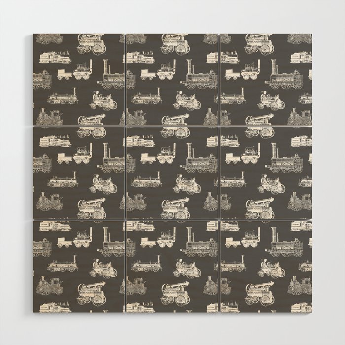 Antique Steam Engines // Charcoal Grey Wood Wall Art