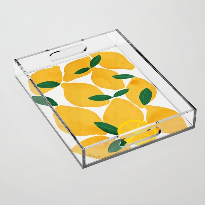 lemon mediterranean still life Acrylic Tray