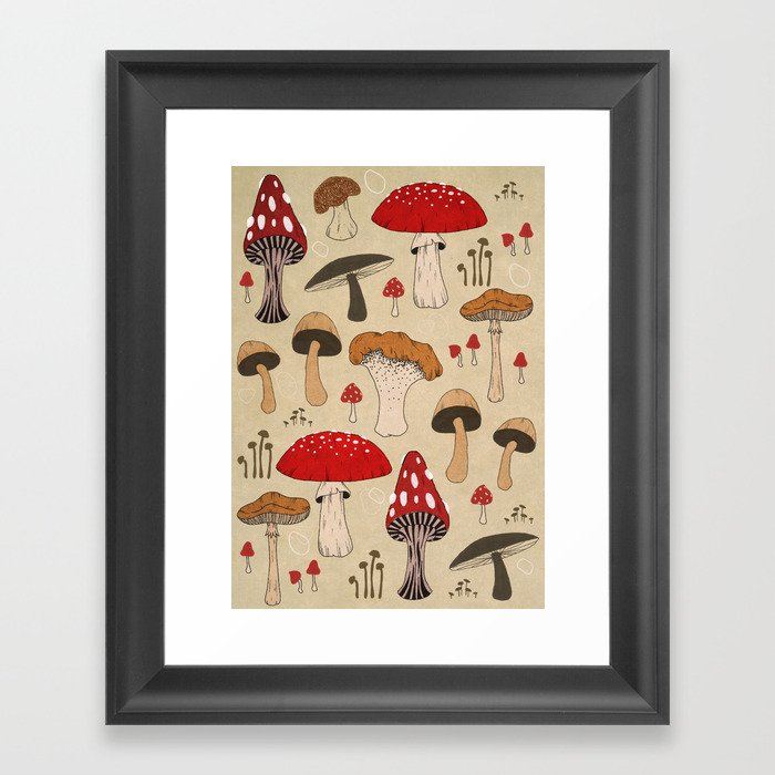 Mushrooms No.1 Framed Art Print by L.S Illustration and Design | Society6