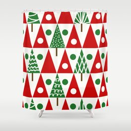 Seamless vintage christmas pattern with christmas trees winter geometrical background Shower Curtain