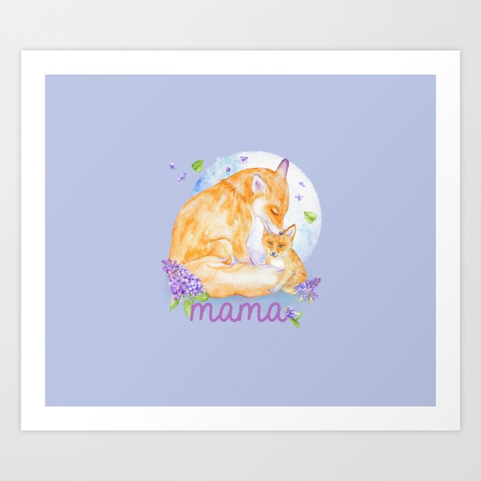 Mama Fox and Kit Art Print
