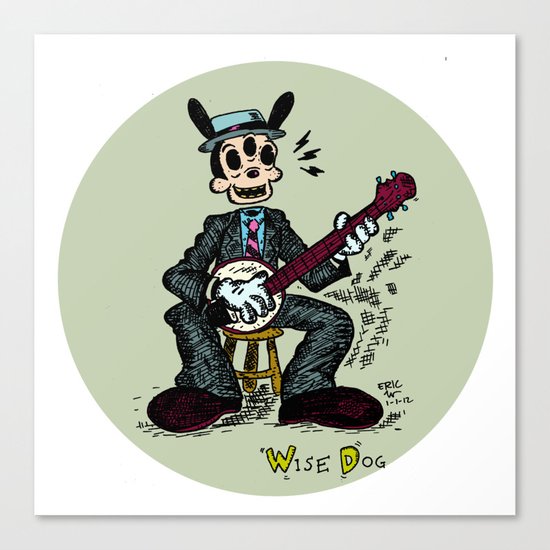 Wise Dog and his Banjo Canvas Print