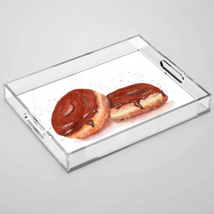 Watercolor Chocolate Donuts Acrylic Tray