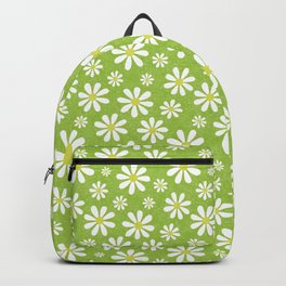 DAISIES ON APPLE GREEN Backpack | Pattern, Daisy, Daisies, Retro, Spring, Green, Apple, Pretty, Modern, Mod 