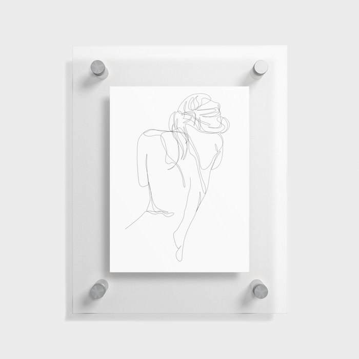 concealment - one line nude art Floating Acrylic Print