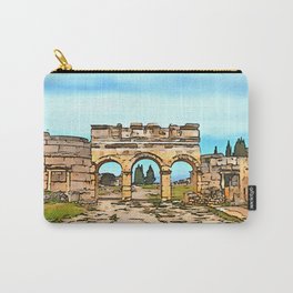 Frontinus Gate in Hierapolis, Pamukkale Black Outline Art Carry-All Pouch