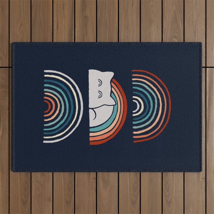Abstraction minimal cat 8c rainbow meow Outdoor Rug