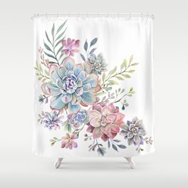 succulent watercolor 6 Shower Curtain