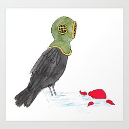 Crow Prepares to Dive Art Print