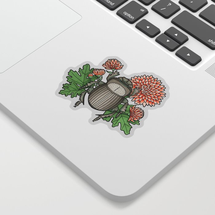 Beetle with Chrysanthemum Sticker