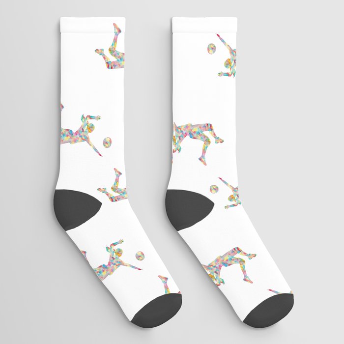Girl volleyball players art game play sport print watercolor Socks