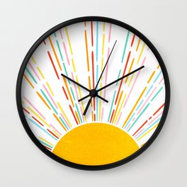 Retro Sunburst: Rainbow Edition Wall Clock