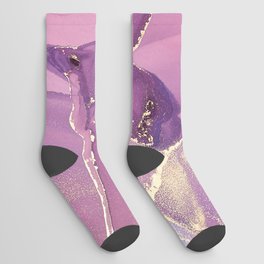 Purple  Glamour Alcohol Ink Marble Texture Socks