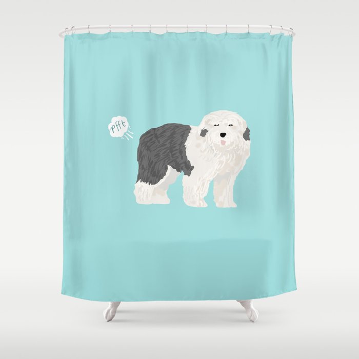 old english sheepdog farting dog cute funny dog gifts pure breed dogs Shower Curtain