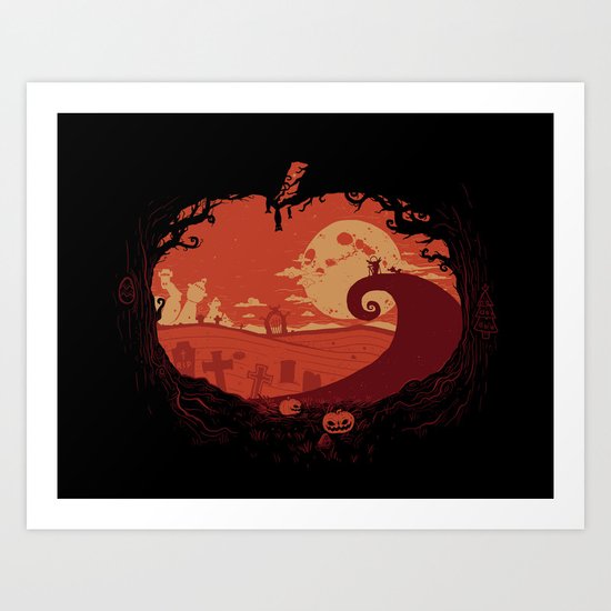 View over Halloween Town Art Print
