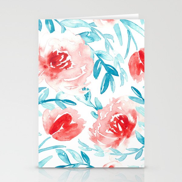 Coral and turquoise Stationery Cards
