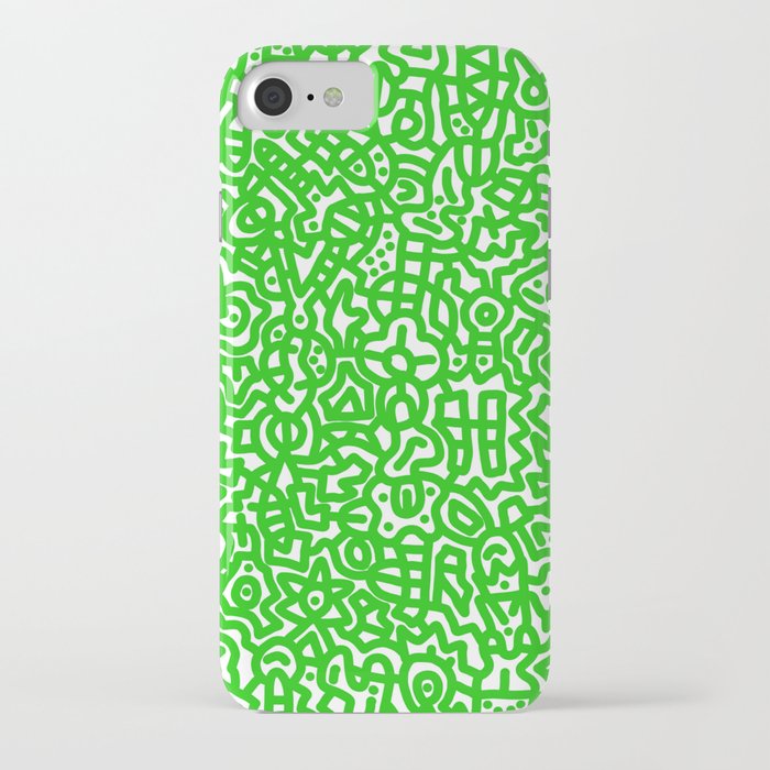Lime Green on White Doodles iPhone Case